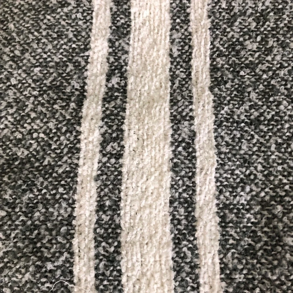 Gray & white striped woven throw blanket